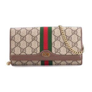 Gucci Ophidia GG Chain Wallet Bifold Supreme Beige Brown